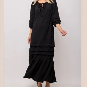 Black Textured Fabric Dress